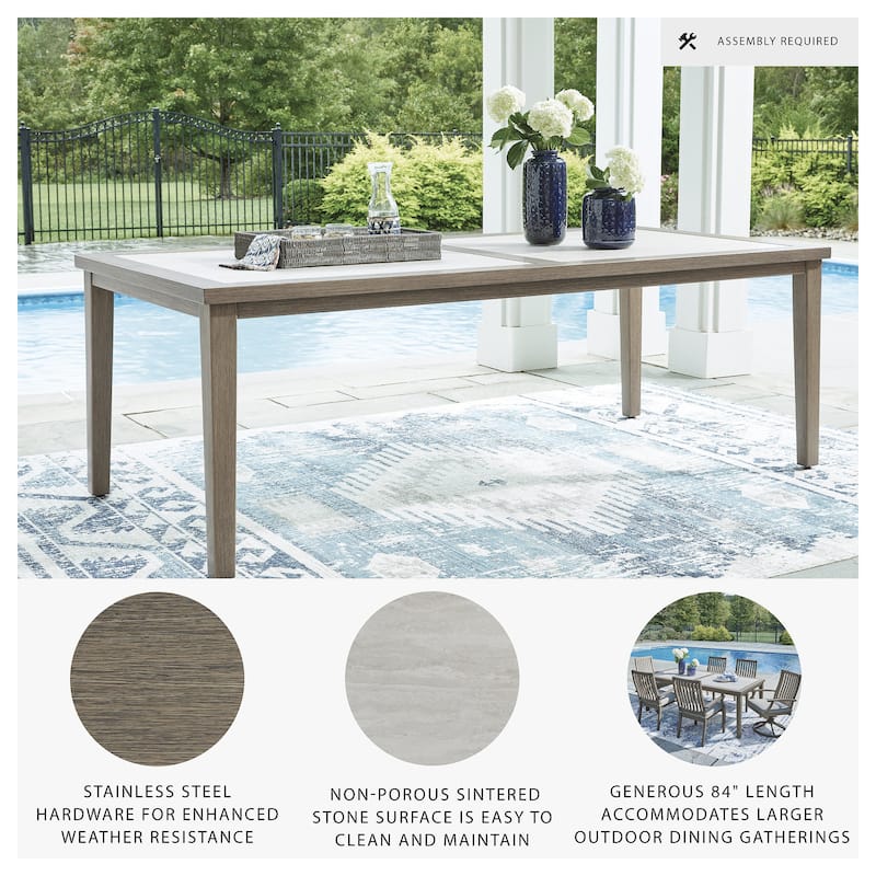 Signature Design by Ashley Rainier Ranch Brown/Beige Outdoor Dining Table - 42" W x 84" D x 29.5" H
