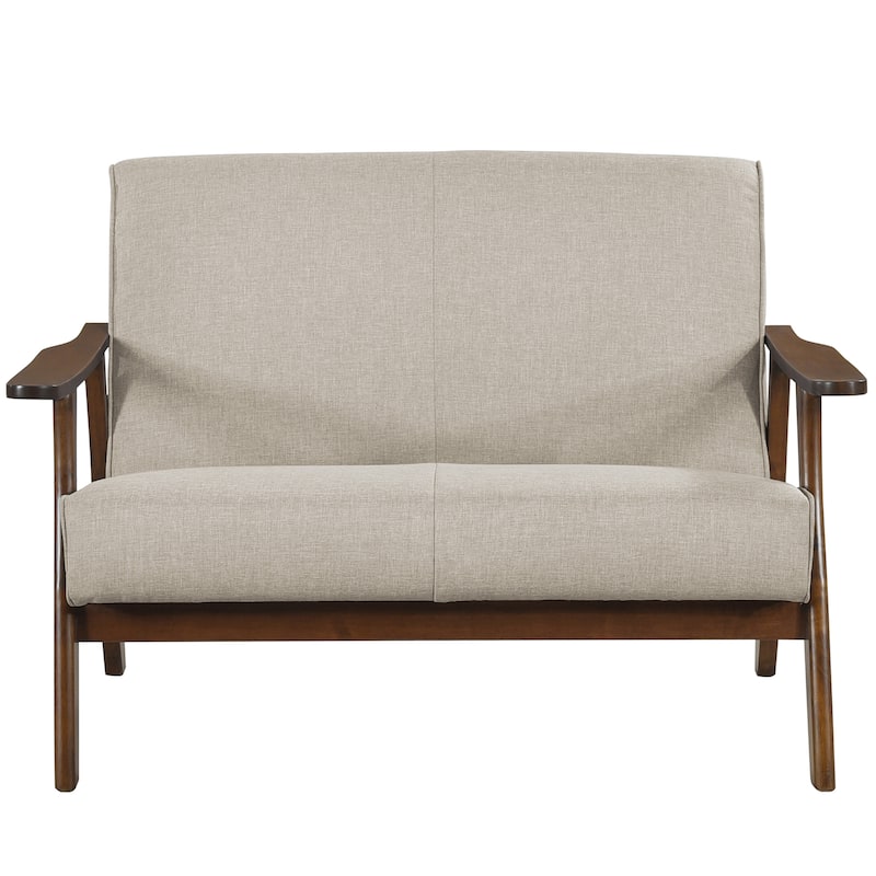 CraftPorch Wenge Wood Mid-Century Modern Linen Loveseat