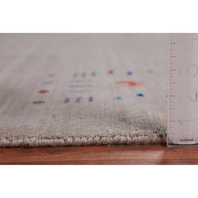 Gabbeh Indian Area Rug Handmade Beige Wool Carpet - 9'0" x 11'5"