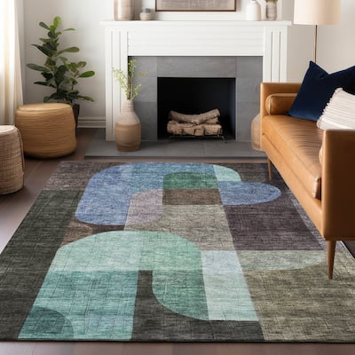 Machine Washable Indoor/ Outdoor Contemporary Deco Chantille Rug