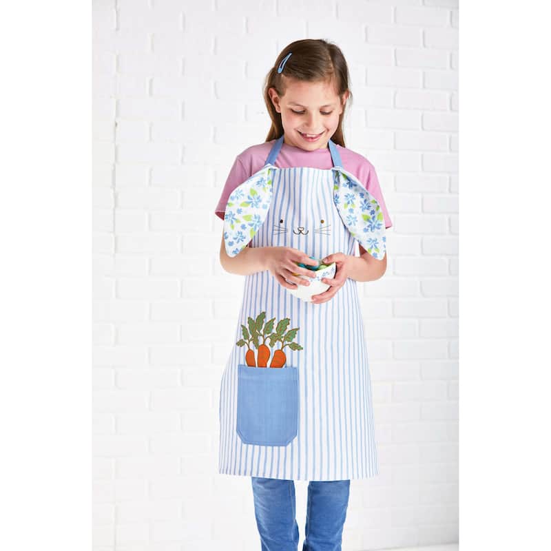 Bunny Kids Cooking Baking Apron Cotton Machine Wash, One Size Fits Most