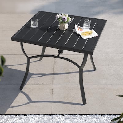 Patio 36 in. Aluminum Dining Table for 4, 1.97’’ Umbrella Hole, Black