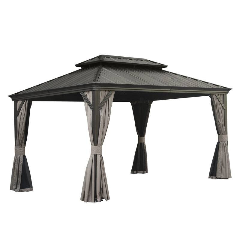Domi Hardtop Gazebo with Galvanized Steel Double Roof and Aluminum Frame