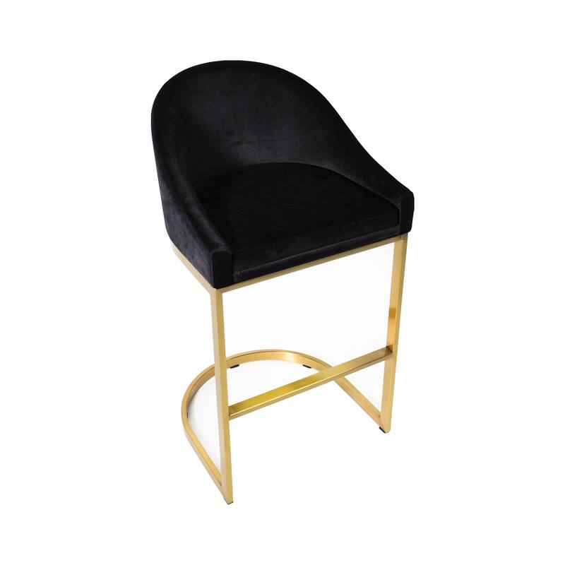Otus 26" Counter Height Gold Brass Velvet Mid-Century Bar Stool