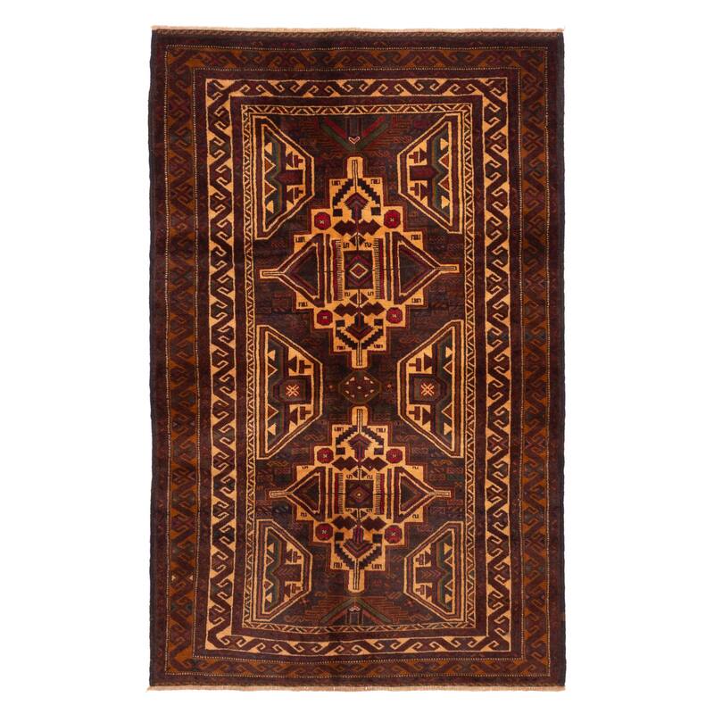 ECARPETGALLERY Hand-knotted Teimani Beige, Brown Wool Rug - 3'9 x 6'0