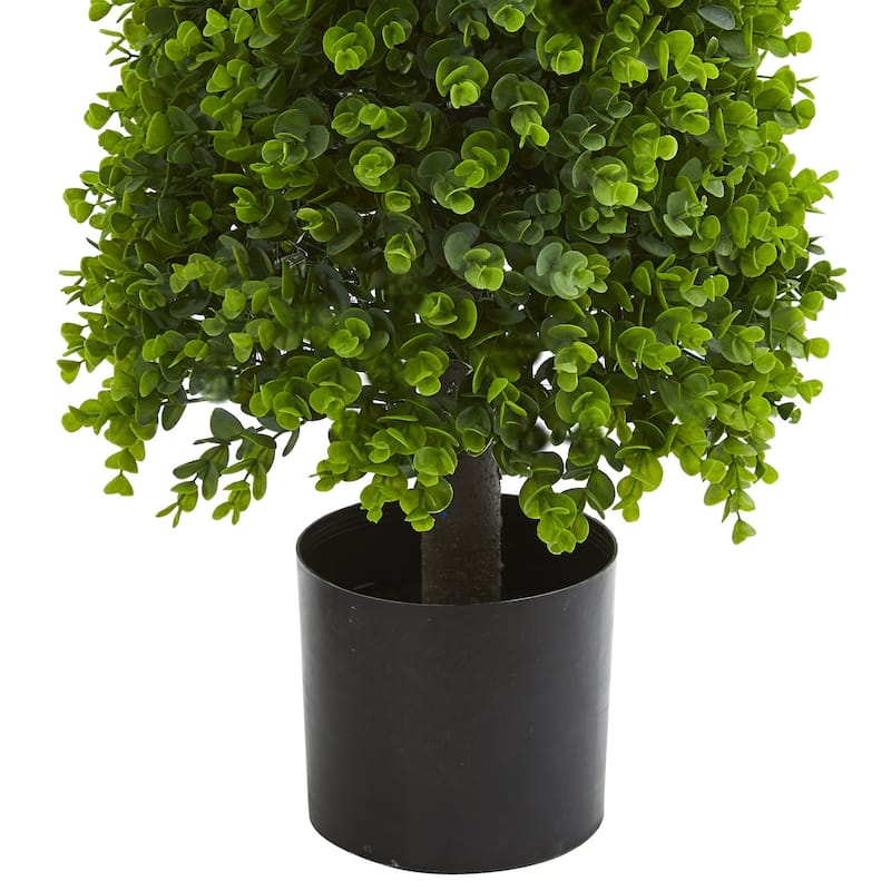 Eucalyptus Topiary Tree 3ft - Artificial Indoor Outdoor Plant Decor - Green