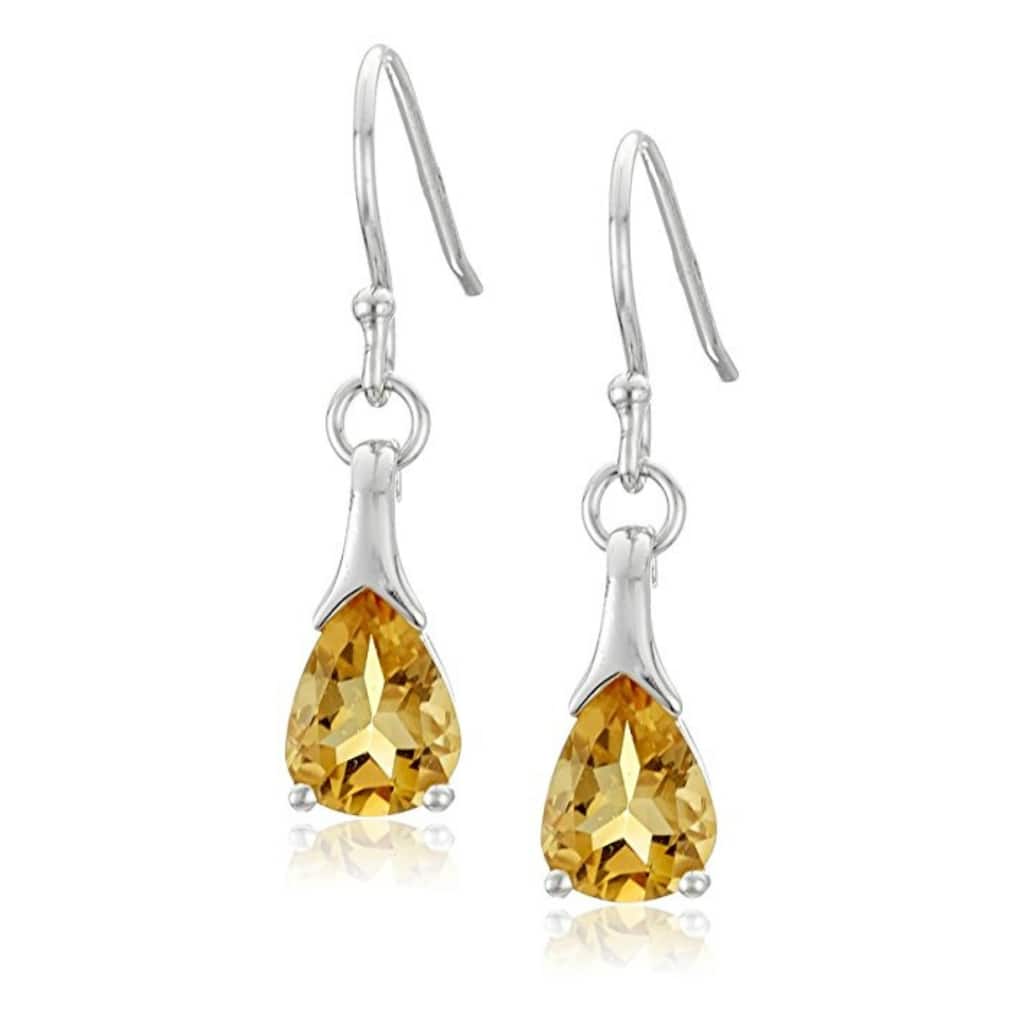 925 Sterling Silver Citrine Dangle Earrings