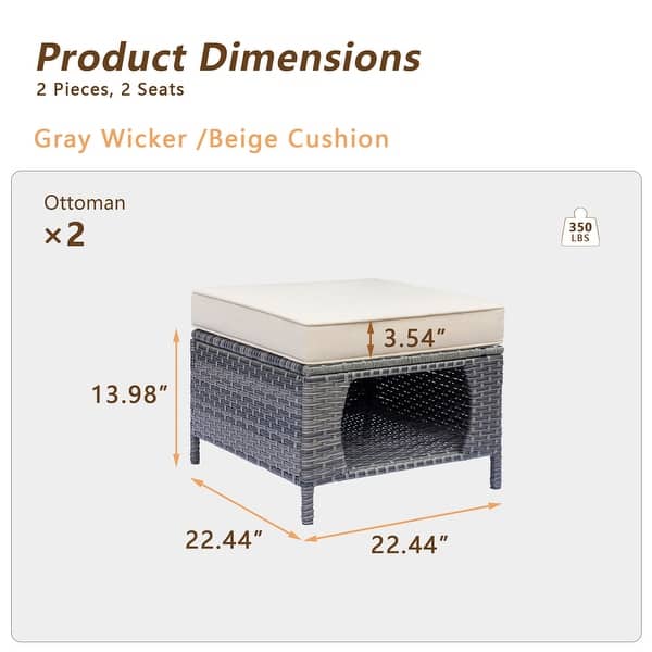 dimension image slide 6 of 9, Gray Wicker Rattan Outdoor Patio Furniture Set Swivel Chair with Cushion