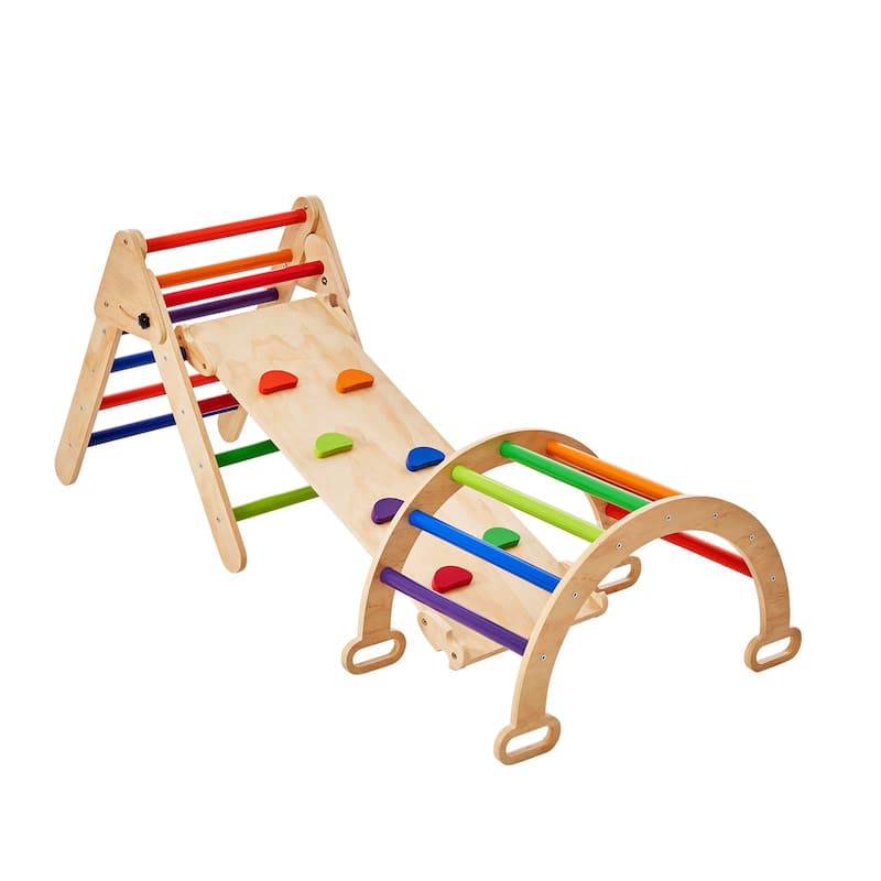 Wood Climbing Toy Set Pine 5-in-1 Play Gym for Kid's