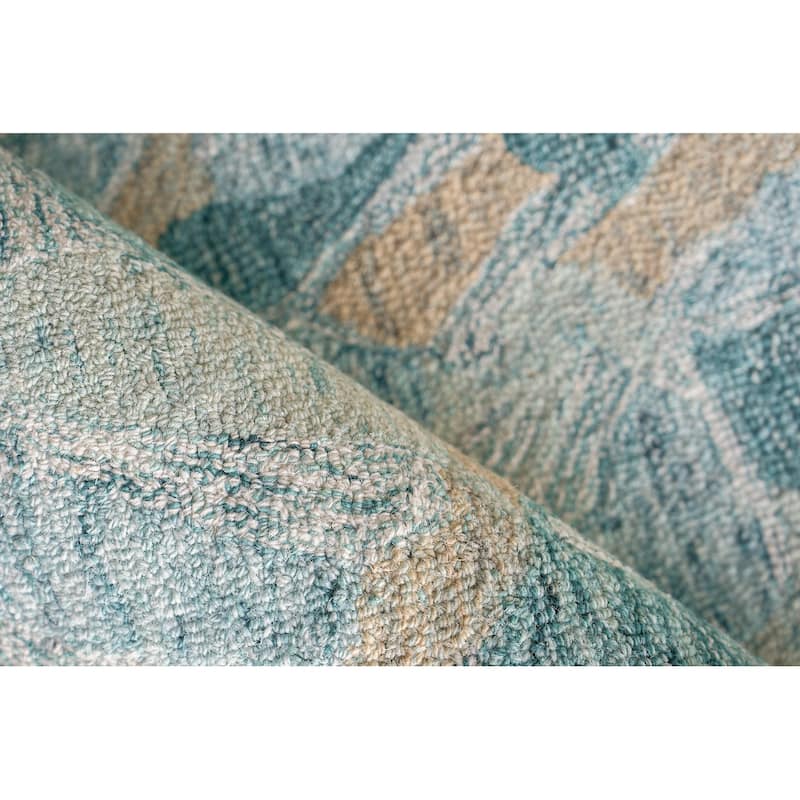 Botanica Turquoise/Ivory/Multi New Zealand Wool hand-tufted Area Rug
