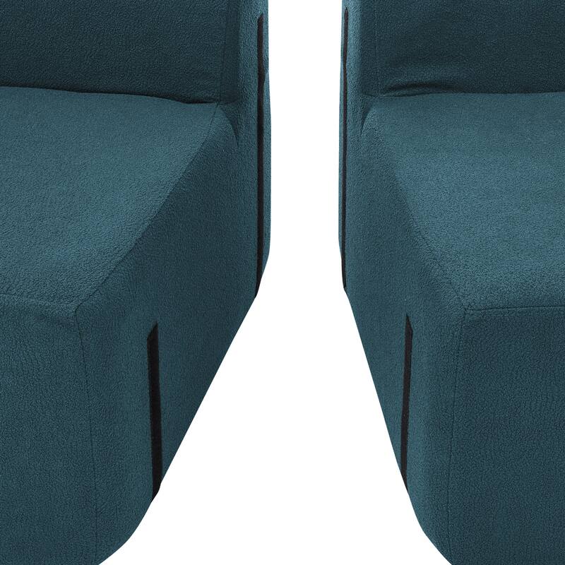 Curved Modular Sectional Sofa, Compressed 4-Seater Foam Couch, Comfy Wool Fabric Upholstered Sofa for Living Room, Bedroom