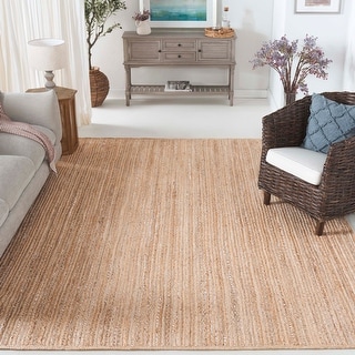 SAFAVIEH Handmade Natural Fiber Rhiain Farmhouse Chevron Fringe Tassel Jute Rug