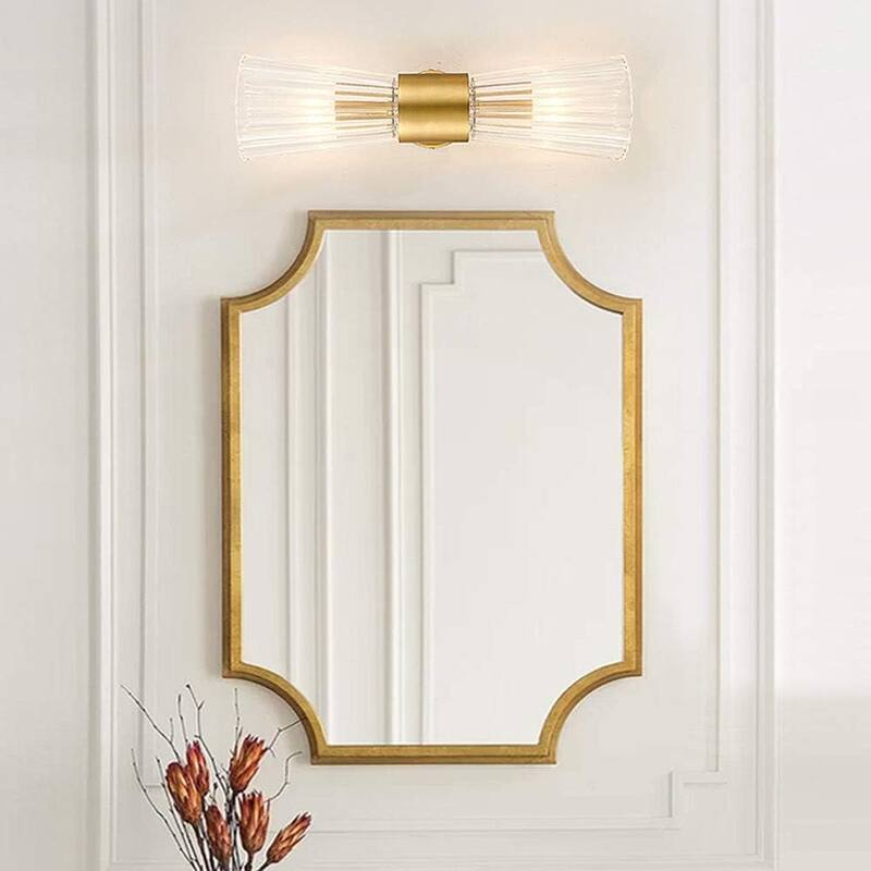 2-light vanitys light gold mounted light glass, metal wall light