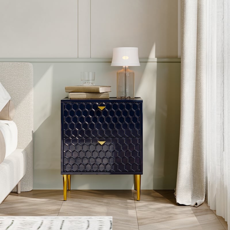 Morden Wood Furniture 2-Drawer Dresser Chest Side Table - Blue