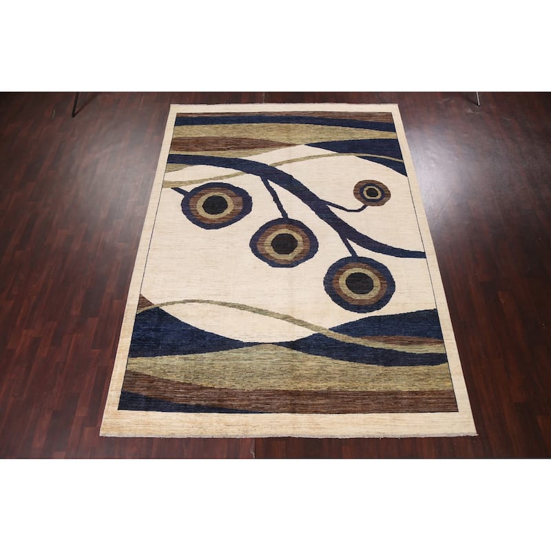 Contemporary Oriental Abstract Living Room Area Rug Wool Hand-knotted - 8'6" x 11'7"