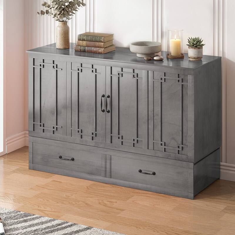 Mixoy Queen Size Murphy Bed with Mattress,Foldable Space-Saving Cube Cabinet Bed