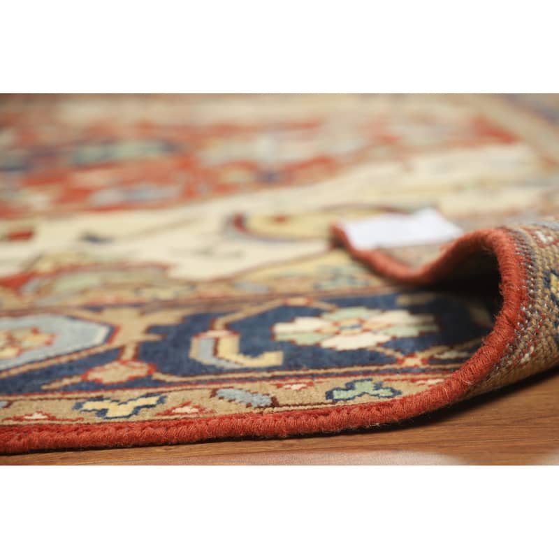 Medallion Heriz Serapi Indian Large Rug Hand-Knotted Wool Carpet - 9'8" x 13'11"