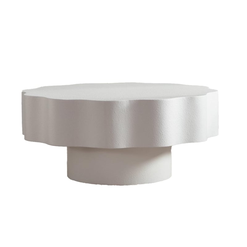 Scalloped White Coffee Table: Unique Wave-Edge Shape, Elegant Focal Piece for Stylish Spaces