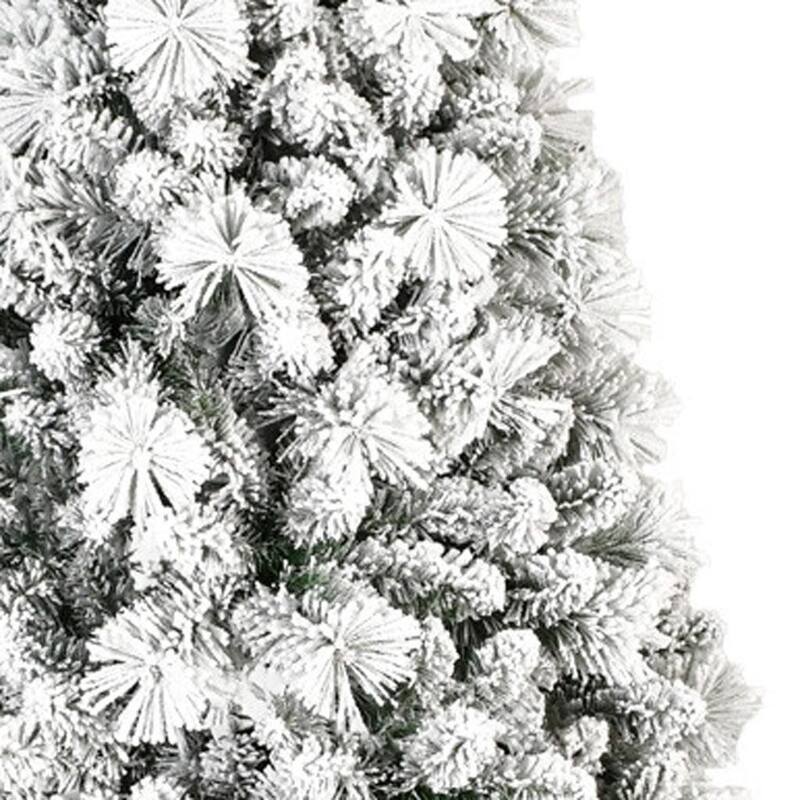 HomeRoots 9' Green And White Slender Flocked Pine Christmas Tree