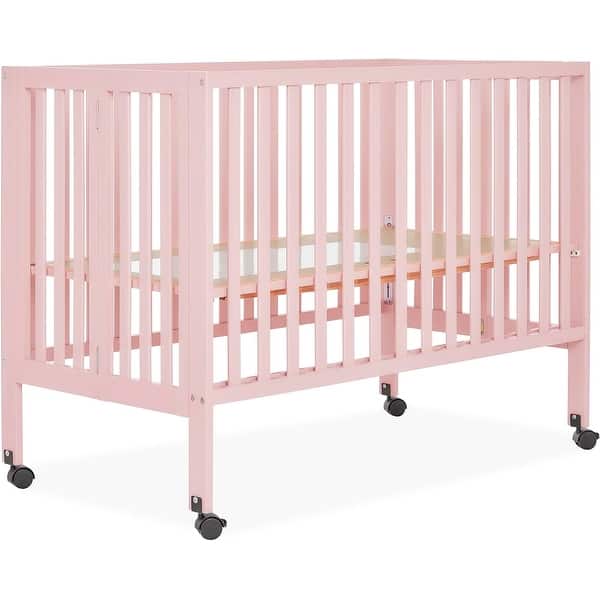 slide 2 of 5, Dream On Me Quinn Full-Size Folding Crib - Blush Pink Blush Pink