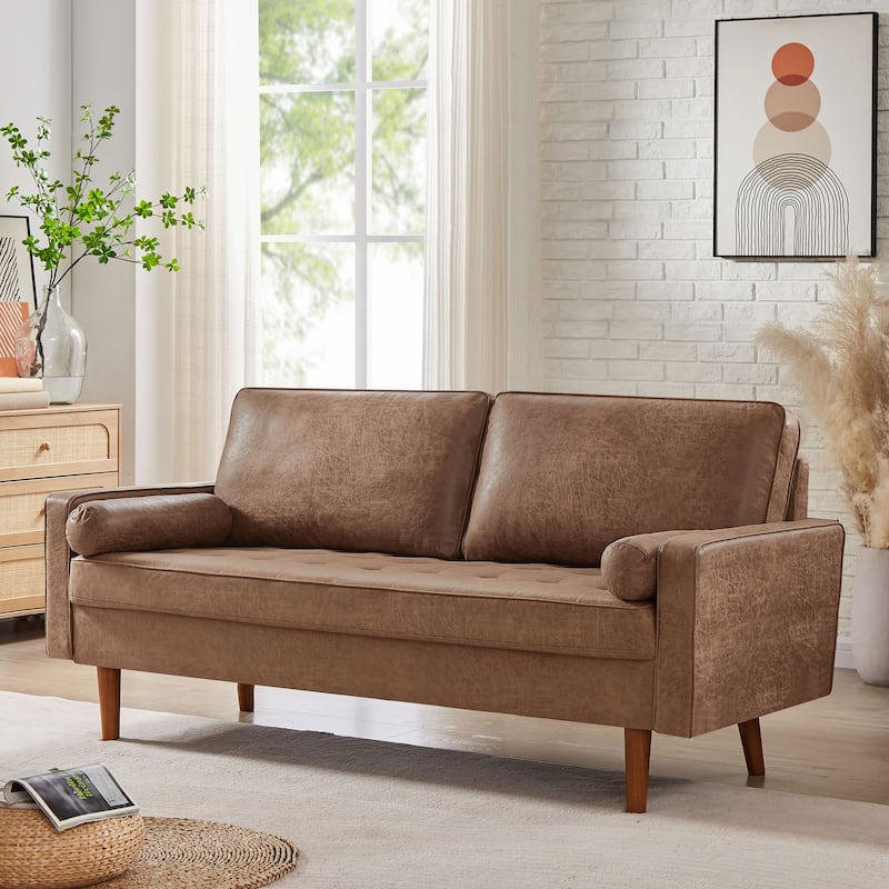 VANOMi 68.9'' Faux Leather Vintage Loveseat