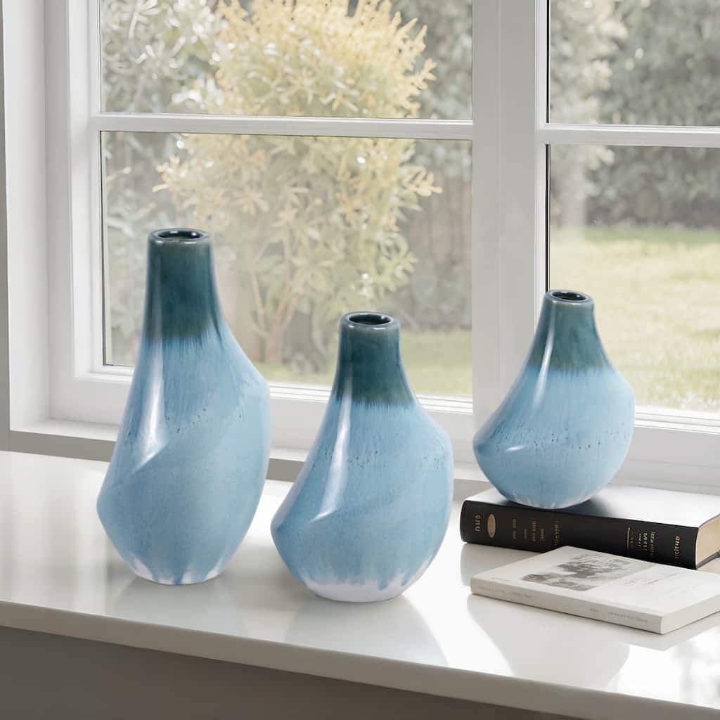 Stoneware Decorative Vases Sleek Silhouettes Modern Glam (Set of 3)