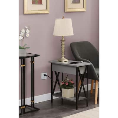 Flip Top End Table with Charging Station - Modern Side Table with USB & Storage - HomeStock Lakeside Living - 24