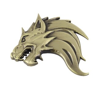 3D Wolf Head Shape Right Side Car Grill Body Badge Decal Bronze Tone Sticker
