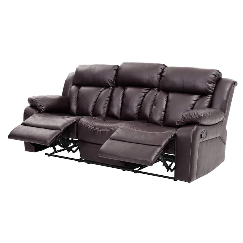 Daria Faux Leather Reclining Sofa - Dark Brown