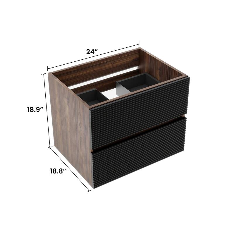 GDFStudio - Lucas Modern Floating Bathroom Vanity with Dual Drawer Storage and Refined Architectural Style