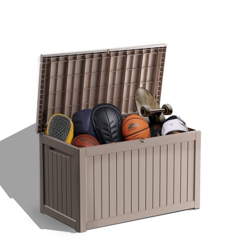 Outdoor Patio Storage Resin Lockable Deck Box - 260gal.LightBrown