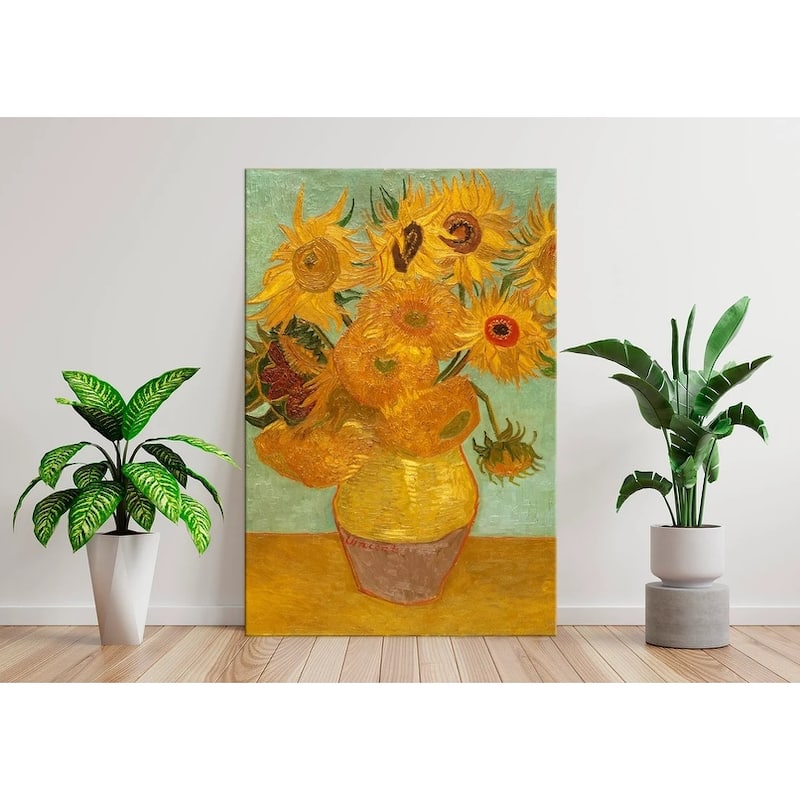 Van Gogh Sunflowers canvas wall art Reproduction print wall decor Sunflowers painting Yellow home decor Classic fine Art