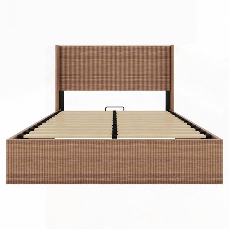 Large grooved undulating lift storage bed frame