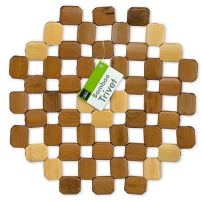 Handy Housewares 8" Natural Bamboo Wood Trivet Hot Pad Table Protector - 1-pack