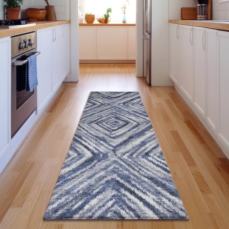 Premium Washable Super Soft Modern Diamond Mayfield Rug - Blue - 2' 3" x 7' 6" - Runner