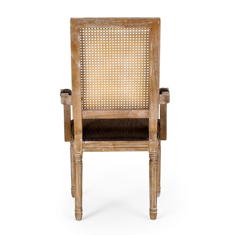 Maria Wood and Cane Upholstered Dining Chair by Christopher Knight Home - 23.75" L x 23.75" W x 39.75" H
