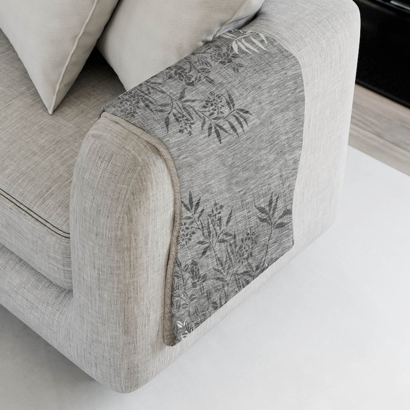Premium Machine Washable Modern Floral Sherpa Throw Blanket - Pewter - 4'2" x 5'10"