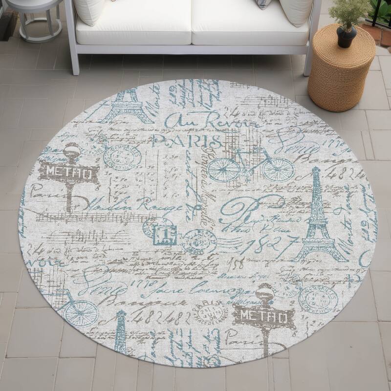 Machine Washable Indoor/ Outdoor Paris Chic Chantille Rug - Beige - 8' x 8'