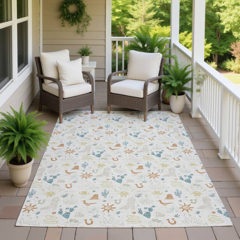 Machine Washable Indoor/ Outdoor Cowboy Ranch Chantille Rug