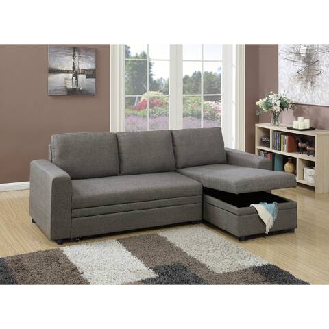 Convertible Sectional Sofa Ash Black Pull out Bed Couch Storage Chaise Reversible Sectionals Living Room Furniture Lounge
