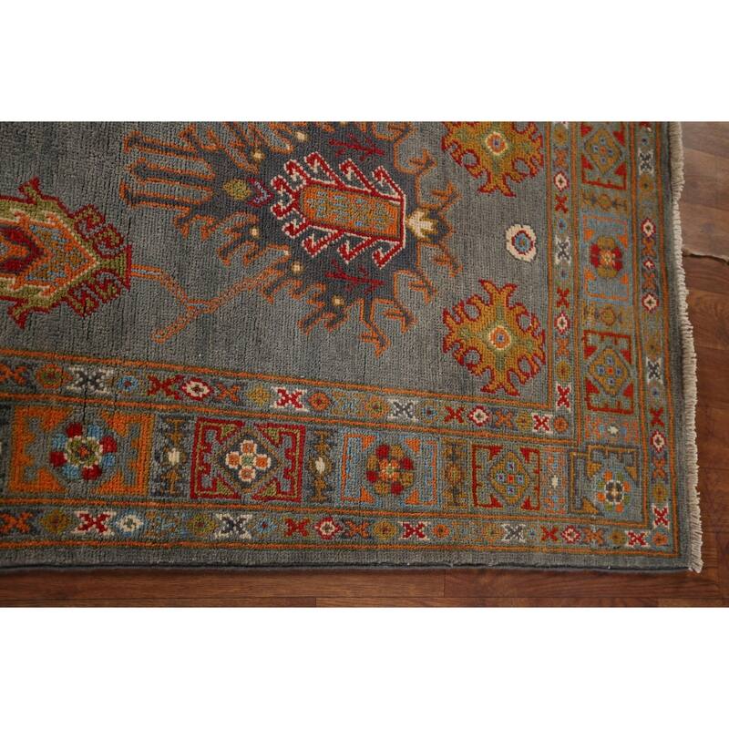 Gray Kazak Oriental Runner Rug Handmade Wool Carpet - 2'8" x 9'7"