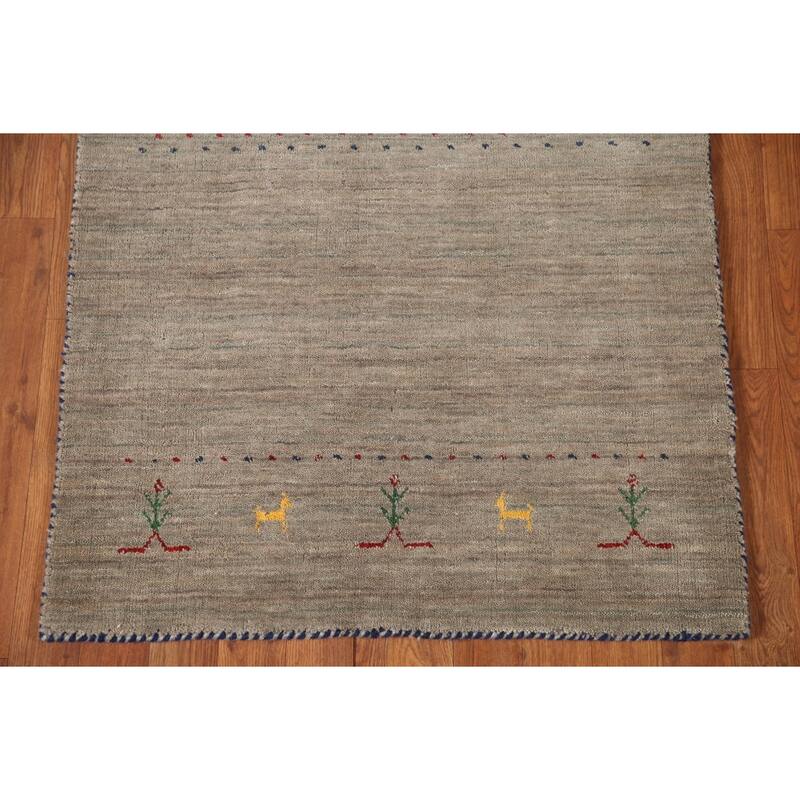 Tribal Gabbeh Accent Rug Handmade Oriental Wool Carpet - 2'10"x 4'11"