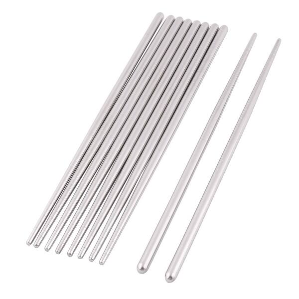 slide 3 of 3, Stainless Steel Food Chopsticks Silver 5 Pairs - 9" x 0.2"(L*Max.D) Silver - 5 Piece - 9" x 0.2"(L*Max.D)