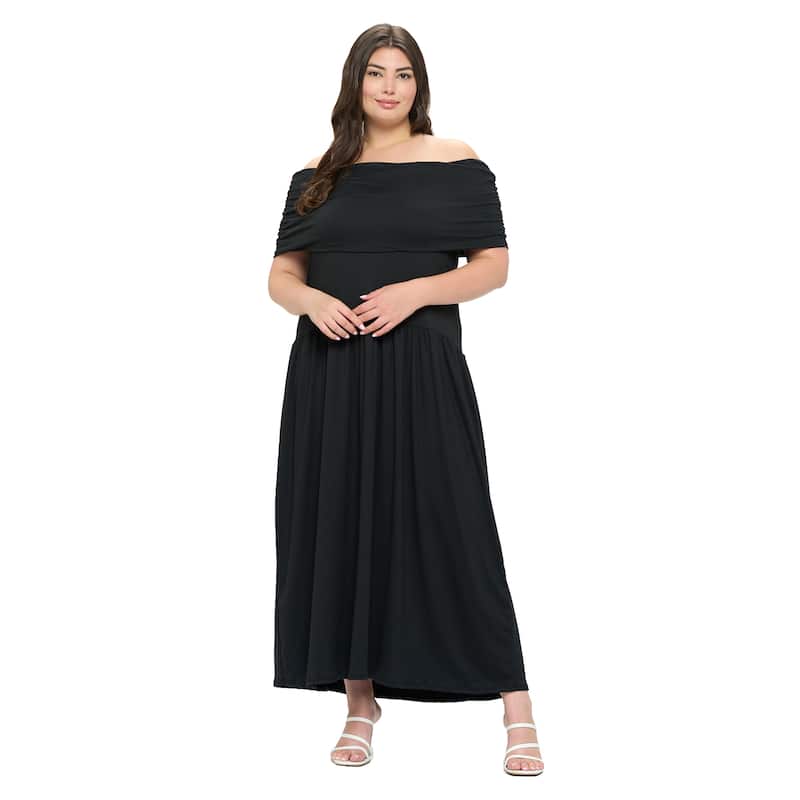 L I V D Women's Plus Size Hayek Off Shoulder Maxi Dress - 2X - Black