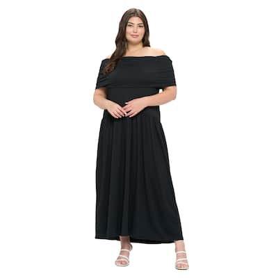 L I V D Women's Plus Size Hayek Off Shoulder Maxi Dress