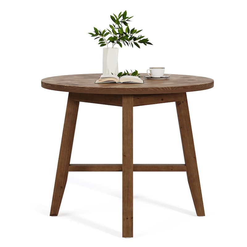 Farmhouse Small Round Dining Table Solid Wood Kitchen Table for 2