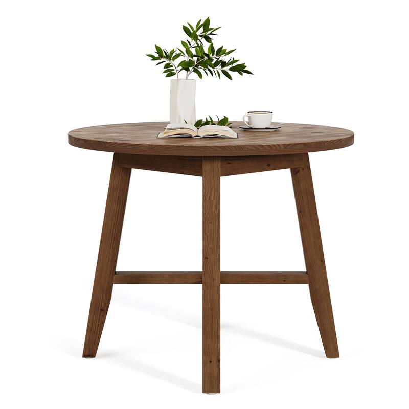 Solid Wood Round Dining Table, 31.5-Inch Farmhouse Kitchen Table