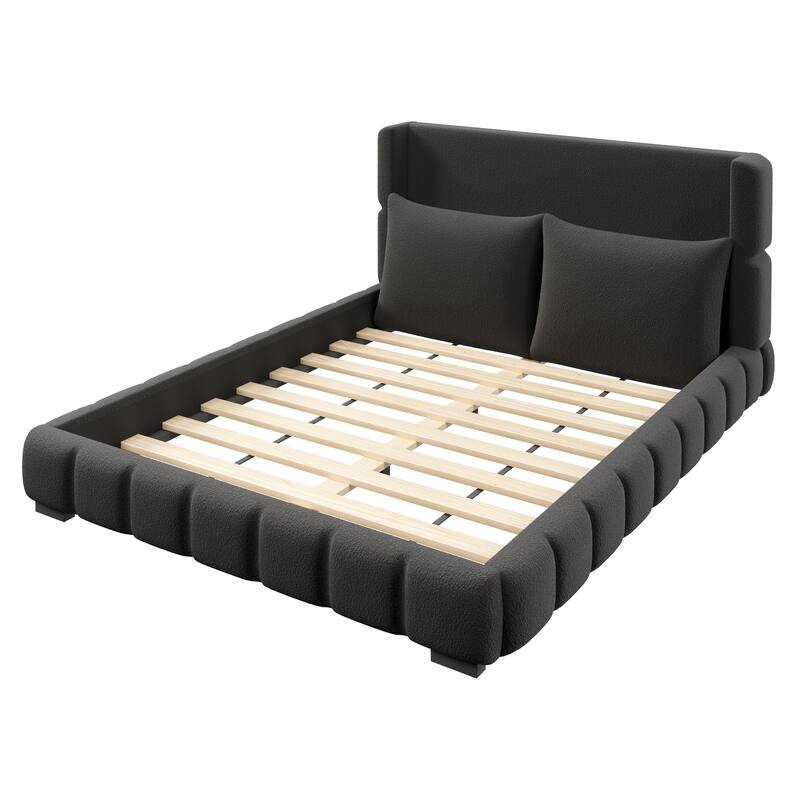 Upholstered Platform Bed with 2 Cushioned Pillows by Harper&Bright Designs