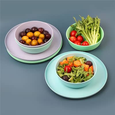 8-piece Macarons Cool Color Bamboo Flour Tableware Set
