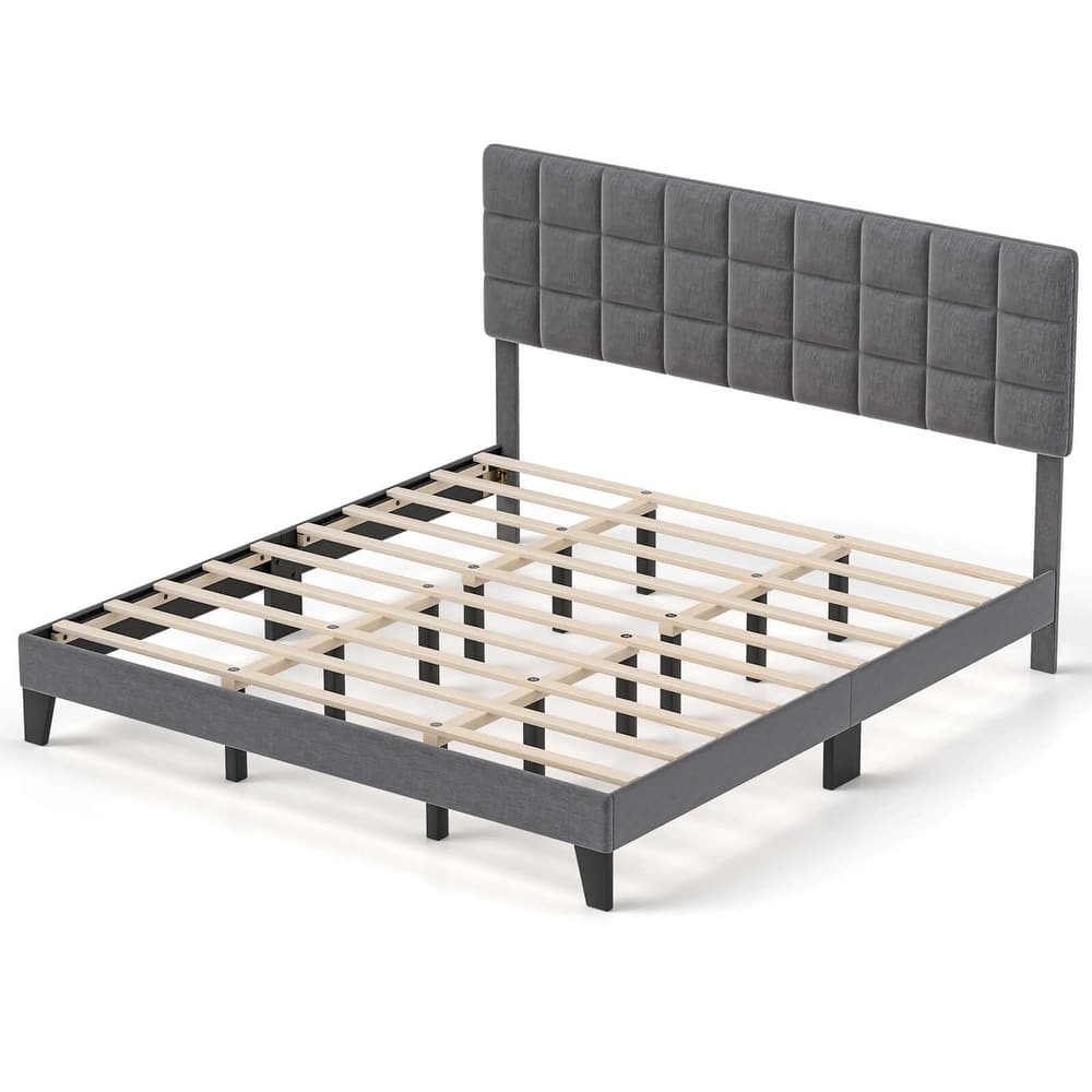 Costway Full/Queen/King Size Bed Frame Modern Linen Fabric Upholstered